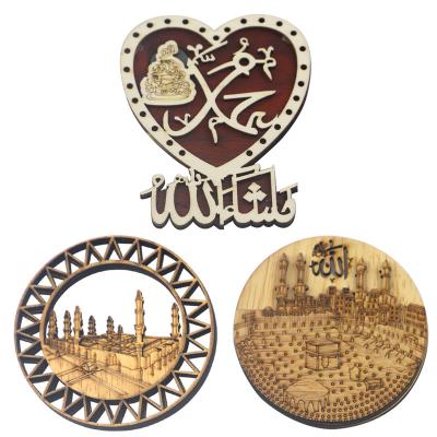 China Retro 2022 Wholesale Wood Carving Crafts Ornaments Home Decor Gifts Eid Refrigerator Magnets For Refrigerator Doors for sale