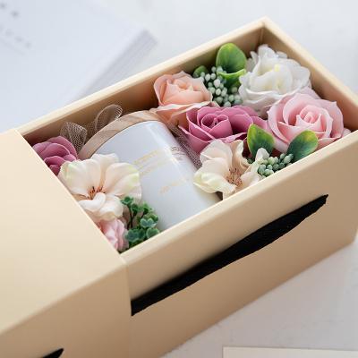 China Valentine's Day Mothers Day Gift Customized Gift Rose Soap Flower Gift Box with Aromatherapy Candle Essential Oil for sale