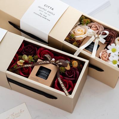 China Gift Flower Gifts Box Valentine's Day Rose Flower Ribbon Box Packaging Mother's Day Creative Wedding Box for sale