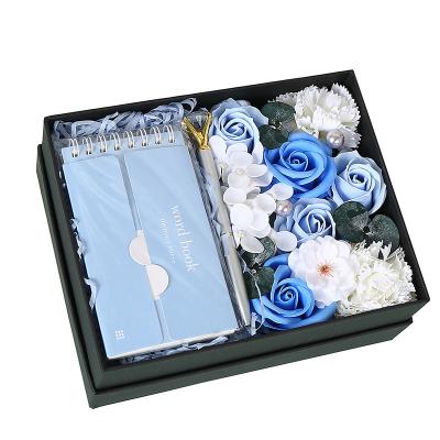 China Wholesale Rose Soap Flower Gift Box Valentines Day Lovers Gifts With Notebook And Pen for sale