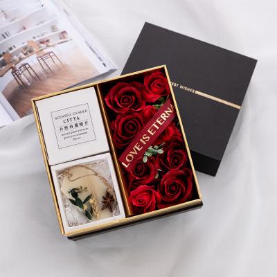 China 2022 Creative Soap Rose Flower Gift Ornaments Gift Aromatherapy Wax Gift Box For Valentine Day for sale