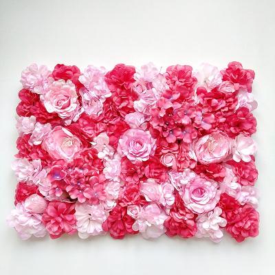 China Custom 3d Multi Color Indoor Outdoor Decoration Wrap Artificial Silk Wall Rose Flower Panel Backdrop Flower Fabric Flowers Wall Wedding Decor for sale