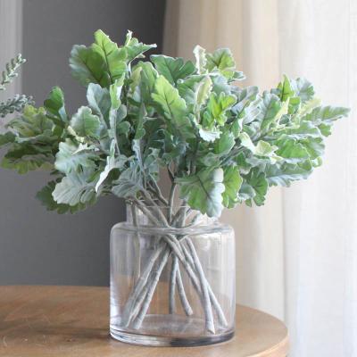 China Wholesale Indoor Outdoor High Quality Green Decorative Artificial Leaves High Grade Flocking Leaf for Decoration Flower Arrangement Accessories for sale