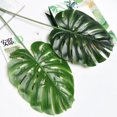 China Real Touch Leaf Turtle Simulation Decoration Monstera Flower Arrangement Outdoor Indoor Back Accessories Grow Leaves Home Decor Monstera Artificial Green Leaves for sale