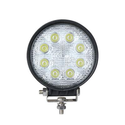 China Aluminum Alloy 24W Round Led Working Light 1840Lm IP6K9K PC Lens CE 80V Flood Beam Or LED Spot Beam WORK LIGHT for sale