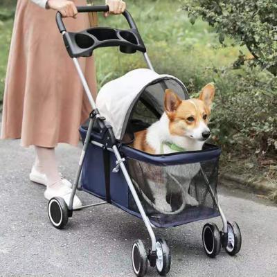 China ZMaker Small and Medium Pets Folding Pet Carrier Dog Stroller Carrier Four Wheels Portable Pet Carts Detachable Pet Stroller for sale