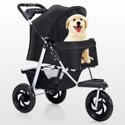 China ZMaker Small And Medium Pets Portable Brake Pet Stroller One Double Hand Fold Pet Stroller For Dogs And Cats for sale