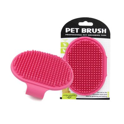 China ZMaker Viable Silicone Pet Grooming Brush For Bathing Massage Brush Shampoo Rubber Comb With Adjustable Ring for sale