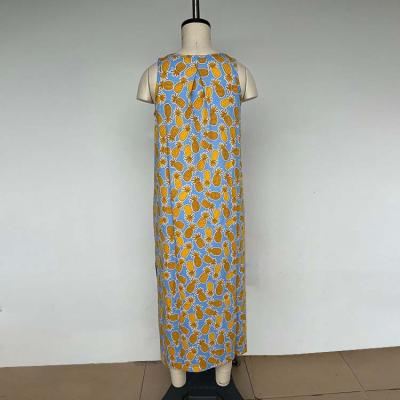 China Custom QUICK DRY Cool Squishy Sleepwear Pineapple Cotton Print Summer Dress Woman Tropical Pajamas for sale