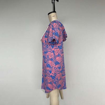 China Casual Style Terry Red Flower Printed One Piece Pajamas Summer Women Sleepwear QUICK DRY Hoodie For Women for sale