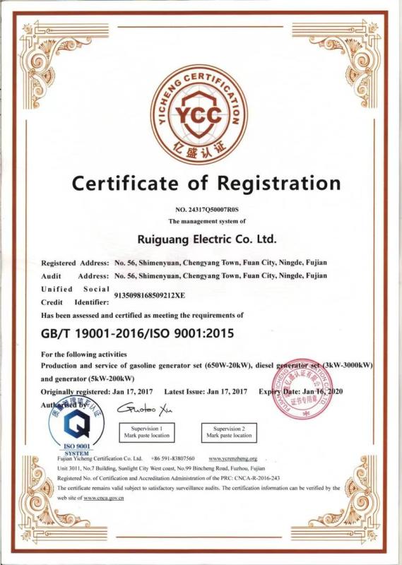 ISO 9001 - Raygong Electric Co., Ltd.