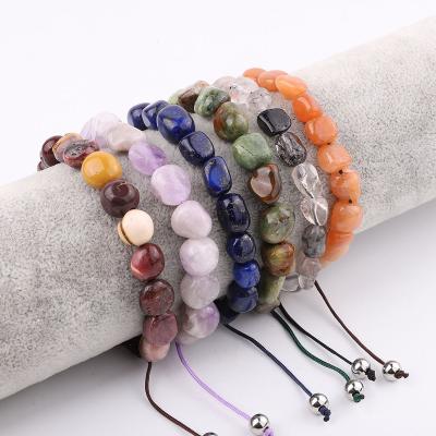 China CLASSIC Rental Jewelry Making Natural Gemstone Beads Stainless Steel Logo Beaded Adjustable Bracelet Women JBS12288 for sale