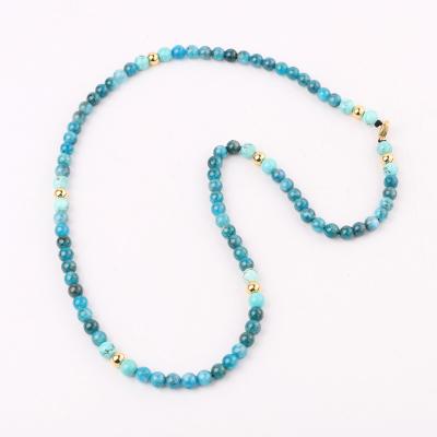 China New Design 22inches CLASSIC High Quality Natural Apatite 6mm Stainless Steel Stone Bead Mens Choker Necklace for sale