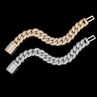 China New Style Statement Micro Jewelry Hiphop Cubic Zircon Pave Diamond Hip Hop Cuban Punk Chain Bracelet For Women Men for sale