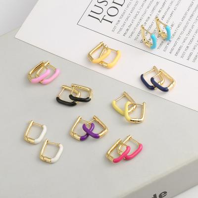 China New Fashion CLASSIC High Quality Elegant Brass Daily Wear Geometric Colorful Personalized Circle Earring for sale