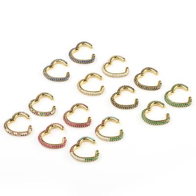 China CLASSIC Fancy Luxury Micro CZ Heart Diamond 18 Gold Plated Women Unique Colorful Clips 2021 for sale