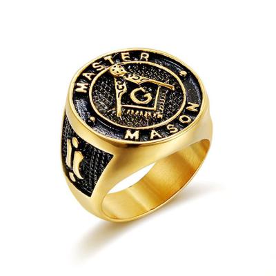 China High Quality Hot Selling Titanium Free Mason CLASSIC AG Men Jewelry Vintage 316L Stainless Steel Gold Plating Ring for sale