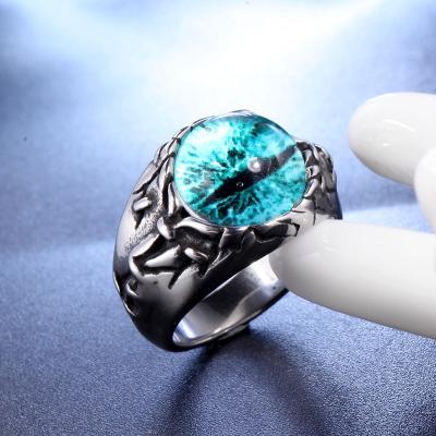 China Wholesale Punk Ring Stainless Steel Style Vintage Jewelry Dragon Eye Ring For Male Punk Men's Gift New Product for sale