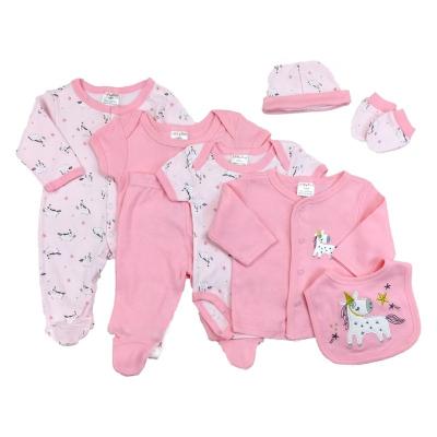 China 2021 Breathable Unisex Eight-Piece Cotton Baby Clothes Body Suit Sets Newborn Infant Girls Boys Suite Bedding Sets for sale