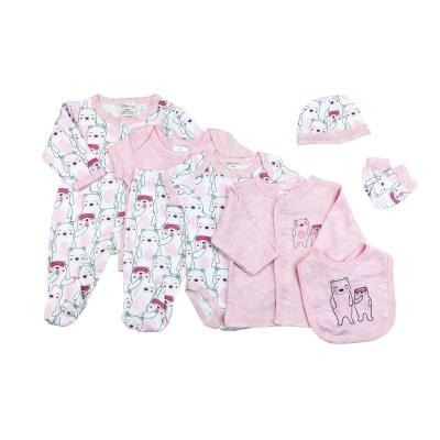 China 2021 Breathable Eight-piece Baby Clothes Body Suit Sets Breathable Newborn Infant Girls Boys Sweat Cotton Bedding Sets for sale