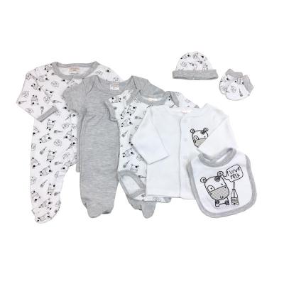 China 2021 Unisex Breathable Infant Newborn Infant Girls Boys Sweat Cotton Bedding Eight-piece Suite Baby Clothes Body Suit Sets for sale