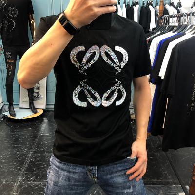 China OEM Summer Simple Cheap Custom Rhinestone Logo Embroidery White Men's Oversize 100% Cotton Crewneck T-shirt for sale