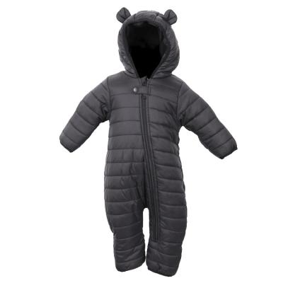 China Fleece Animal Modeling Zipper Hooded Jacket Autumn Winter Bubble Quilted Baby Bomber Stripe Breathable Full Fleece Striped Hoodie Rompers for sale