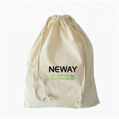 China Custom Recycle Organic Cotton Pouch Canvas Drawstring Dust Bag With Logo Print for Clothes Shoes Package Te koop