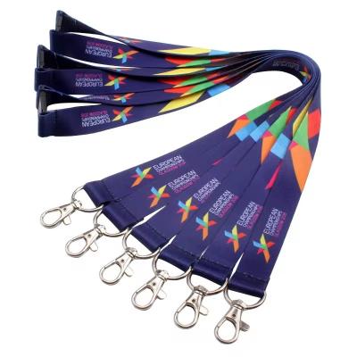 China Dye Sumblimation Flat Polyester Retractable Lanyard Card Holder Full Colors en venta