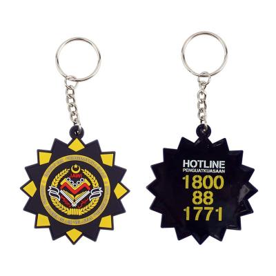 China 2D Flat PVC Keychain Badge Rubber Keyring Souvenirs Custom Printed en venta