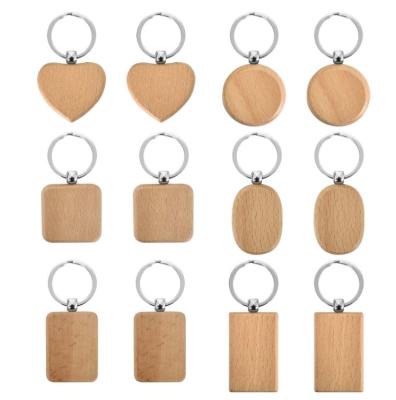 China Natural Wooden Name Keychain Badge Blank With Split Ring Personalized for sale