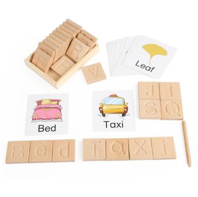 China Wood Montessori Learning Toy Spelling Words Alphabet Puzzle Matching Words for sale