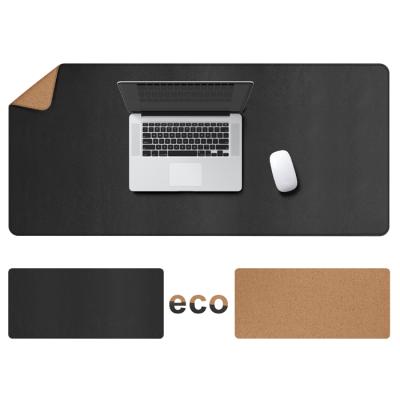 China Office School Personal Computer Users Double Sided Natural Cork and Office PU Leather Mat Gaming Mouse Pad for sale