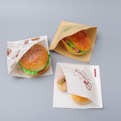 China Food Grade Recyclable Disposable Greaseproof Pouch Wrapping Paper Eco-Friendly Food Packing Paper Bag for sale