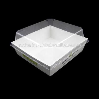 China Recycled Materials Paper Box /Blister Rectangular Pastry Crepe Packing Box With Clear Lid for sale