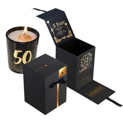 China Recycled Materials Luxury Black Custom Candle Jars Gift Packaging Boxes for sale