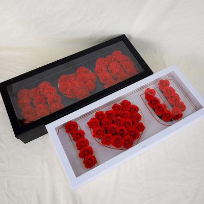 China Handmade Custom Gift Box Cardboard Packaging Flower Box I Love You For Mom Gift Packaging Square Shape for sale