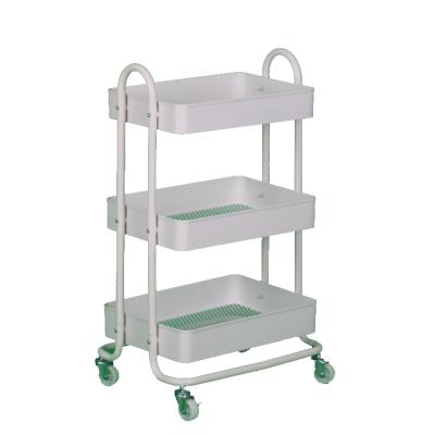 China Bathroom Viable Kitchen Storage Rack Shelf Hand Trolley Cart Steel Design for sale