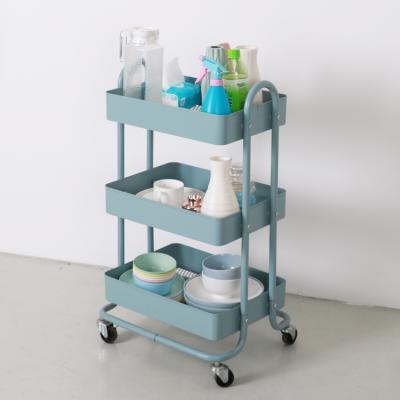 China Sustainable Household Storage Cart Colorful Home Trolley With Storage Shelf for sale