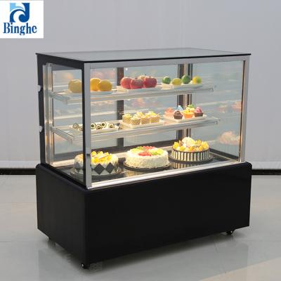 China Single-temperature Single-temperature Straight Glass Bread Pastry Cupcake Cooling Rectangle Cake Cooling Marble Based Display Cabinet for sale