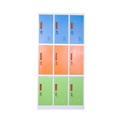 China (Size) Adjustable 9 Door School Metal Locker Cabinet With High Quality Assemble Lockers Steel Locker For Gym for sale