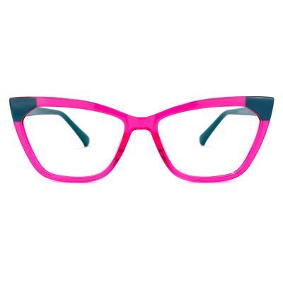 China Wholesale Fashionable Ready to Ship Unique Design Girls Pink Crystal Transparent Optical Eyeglasses Frame Cat Eye TR90 for sale