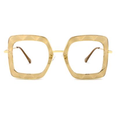 China Stylish Fashionable Factory Customize Logo Womens Square Red Yellow Oversized Glasses Big Optical Frame for sale