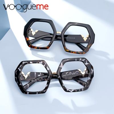 China New Design Fashionable Stylish Geometric Turtle Plastic Eyewear Decorative Optical Eye Glasses With Thick Temples for sale