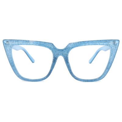 China Fashion Trendy Beautiful Logo Glitter Powder Cateye Eyewear Custom Made Decorative Party Glasses Frames for sale