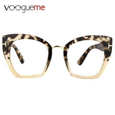 China Fashion Logo Designer Optical Eyeglasses Fashion Plastic Eyewear Voogueme Ladies Trendy Leopard Frame Plastic Custom Eyewear for sale