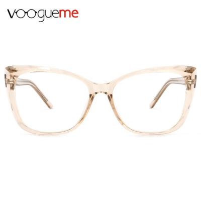 China Voogueme Fashionable Stylish Cat Eye Shape Optical Glasses Transparent Plastic Frames Glasses Wholesale for sale