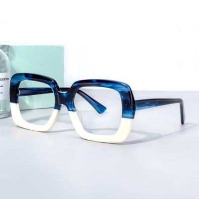 China Women's Fashionable Oversized Transparent Glasses Big Square Optical Glasses Acetate Spectacle Spectacle Frame for sale