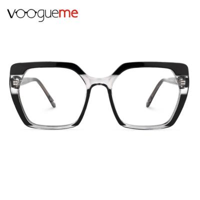 China Voogueme Stock Eyewear Designer Black Fresh Ready Brand Fashionable Glasses Women Ladies Oversized Frames for sale