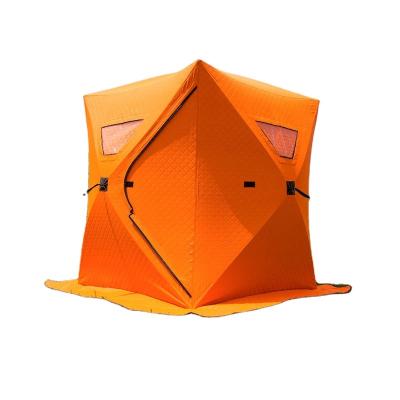 China Custom Winter Camping Orange Extended Type 3 - 4 Person Outdoor Insulated Ice Fishing Tent for sale